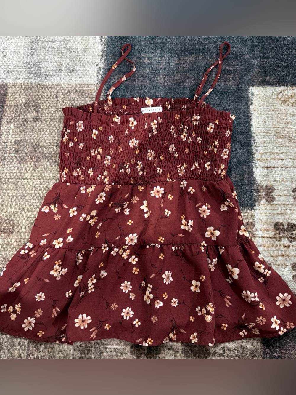 Paper Crane Burgundy Floral Smocked Cami
